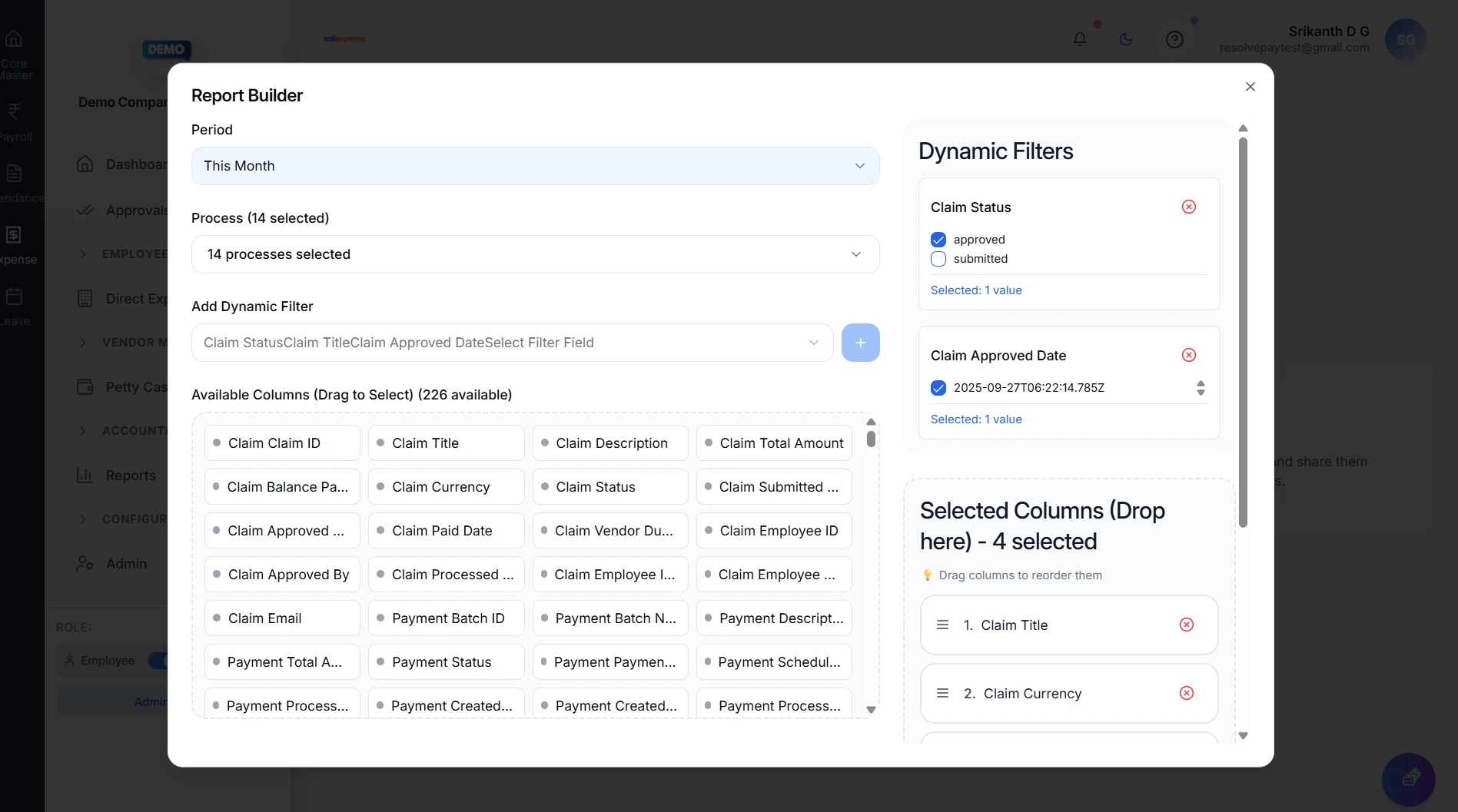 Report builder - Custom report creation